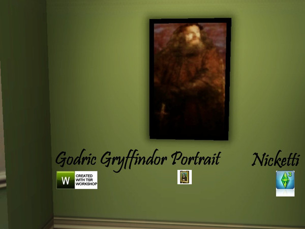 Sims 3 — Godric Gryffindor Portrait by nicketti — Hogwarts school founder, wall of paintings, Painting poster popstar