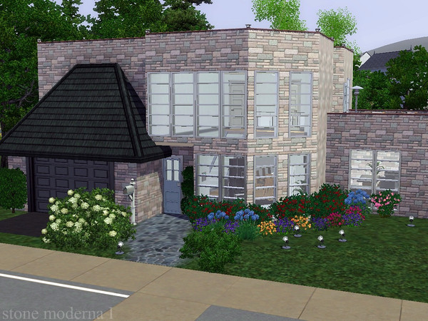 Sims 3 — Stone Moderna I by lopezino — The first house in my series of Modern, Compact and Extravagant houses. The house