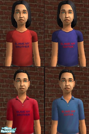 Sims 2 — Chelle's Blame my Sibling shirts by Rogue4378 — For the sim child who feels the need to inform everyone just who