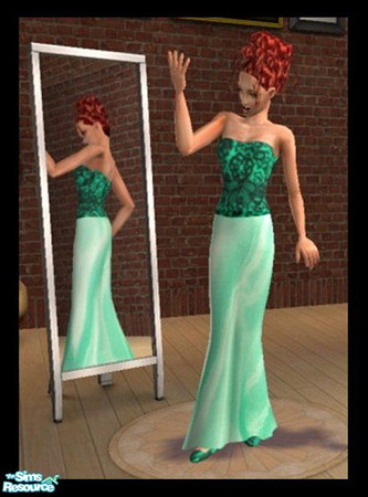 Sims 2 — Venetian Formal Mint by LadyDeluxe — Need an unique formal to wear to the ritzy dinner? This dress is for you.