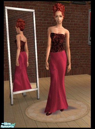 Sims 2 — Venetian Formal Cranberry by LadyDeluxe — Need an unique formal to wear to the ritzy dinner? This dress is for