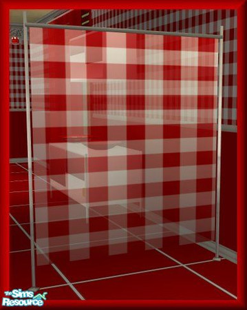 Sims 2 — NK Turano DR - Bright Red - Screen 2 by MoMama — A bright red gingham screen for added privacy and style.