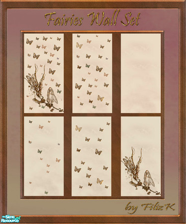 Sims 2 — Fairies Wall Set by filizk — Works great on the walls of kids rooms. Just mix and match them and let your sims