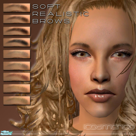 Sims 2 — Soft Realistic Eyebrow Set by IcedMango — Realistic Eyebrows - softened, 9 Shades.