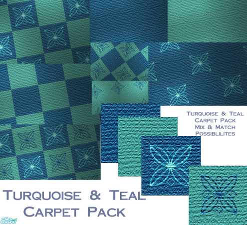 Sims 2 — Turquoise & Teal Carpet Pack by okadoka — Four carpets, Eight Mix & Match possibilities with this fun