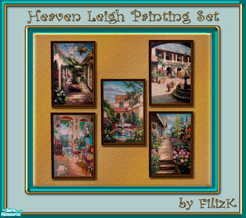 Sims 2 — "Heaven Leigh" Paintings Set by filizk — My first cloned object and 4 recolors of it. Beautiful garden