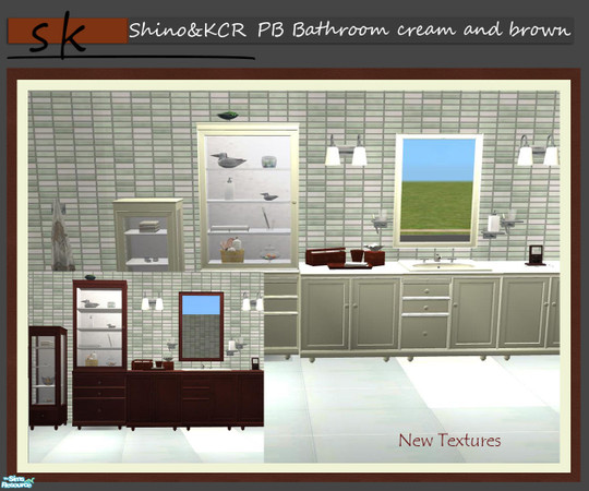 Sims 2 — PBBathroom Recolors by ShinoKCR — New uploaded Set with the cream and brown Recolors for Counters Cupboards and