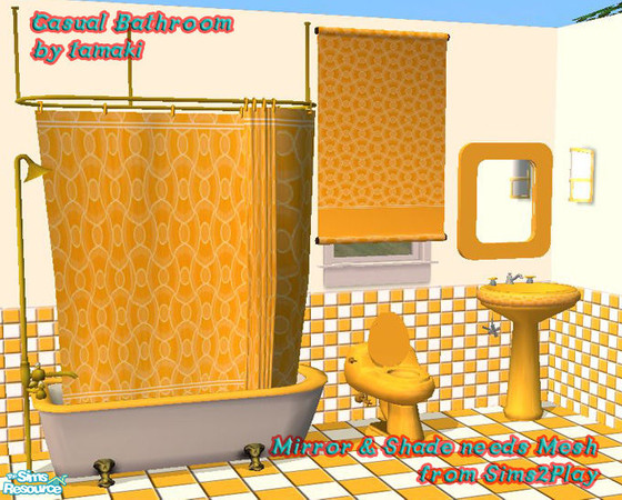 Sims 2 — Casual Bathroom Orange by tamaki — Mirror and shade needs MESH. 'TuttiMirror' and 'InosignSet' by SimsPlay.