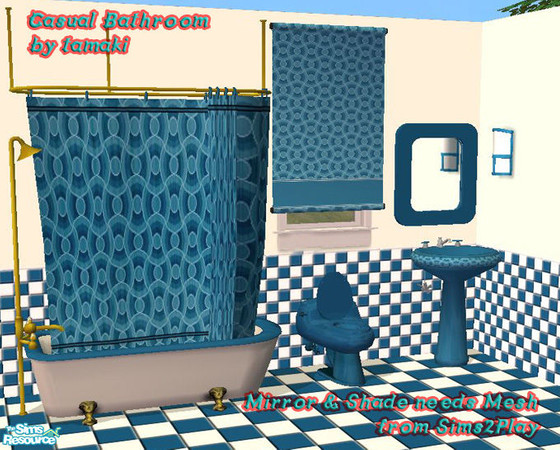 Sims 2 — Casual Bathroom Navy by tamaki — Mirror and shade needs MESH. 'TuttiMirror' and 'InosignSet' by SimsPlay.