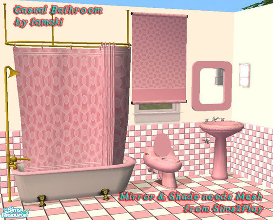 Sims 2 — Casual Bathroom Pink by tamaki — Mirror and shade needs MESH. 'TuttiMirror' and 'InosignSet' by SimsPlay.