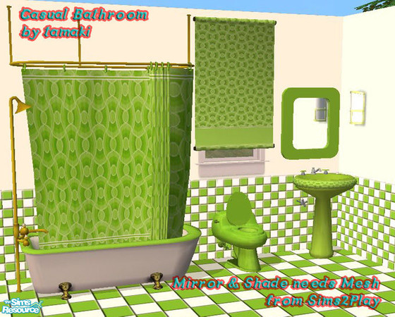 Sims 2 — Casual Bathroom Green by tamaki — Mirror and shade needs MESH. 'TuttiMirror' and 'InosignSet' by SimsPlay.