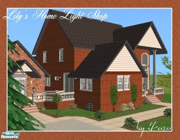 Sims 2 — Lilys Home Light Shop by iZazu — Home Business: 2nd Flr has 2 Bdrs, bath, Loft Den/Study, balcony. Main Flr has