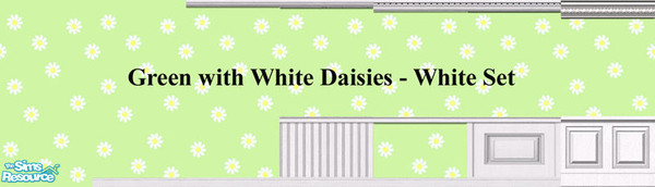 Sims 2 — Green with White Daisy Wallpaper by merdj — A blend of a lively green background and heartwarming daisies to