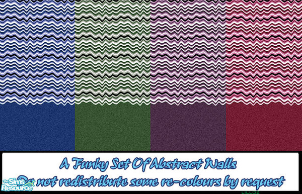 Sims 2 — Abstract Wall Set by lilloz — An abstract wall set in purple, red, blue and green tiles wonderfully in the game.