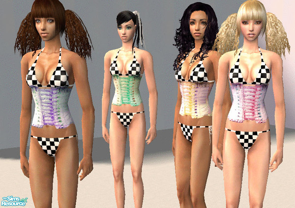 Sims 2 — Checkered vs. Corset by 12sandra11 — This is an original creation for your trendy sims! Checkered undies with a