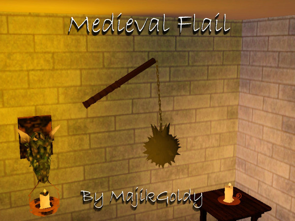 Sims 3 — MajikGoldys medieval Weapons Flail Wall decor by MajikGoldy — MajikGoldys medieval Weapons Flail Wall decor Come