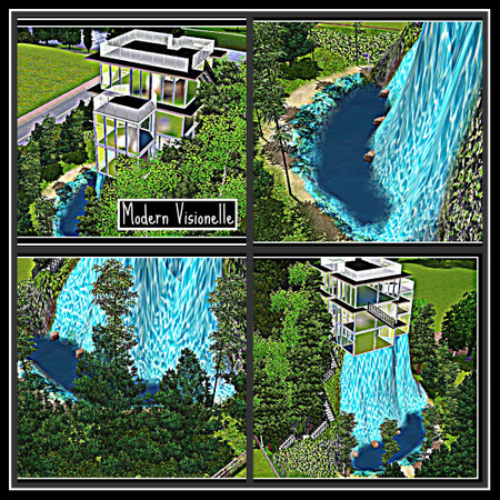 Sims 3 — Modern Visionelle by Bugab00 — Built on the high tops of a spectacular water-side mountain, this modern home