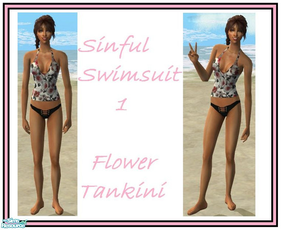 Sims 2 — Sinfuls Swimwear Set - Sinfuls Swimwear 1 by sinful_aussie — Floral tankini. Underwear/swimwear