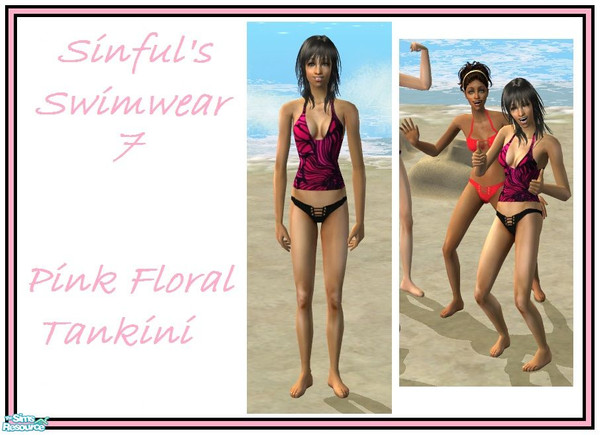 Sims 2 — Sinfuls Swimwear Set - Sinfuls Swimwear 7 by sinful_aussie — Black and pink tankini. Swimwear/Undewear