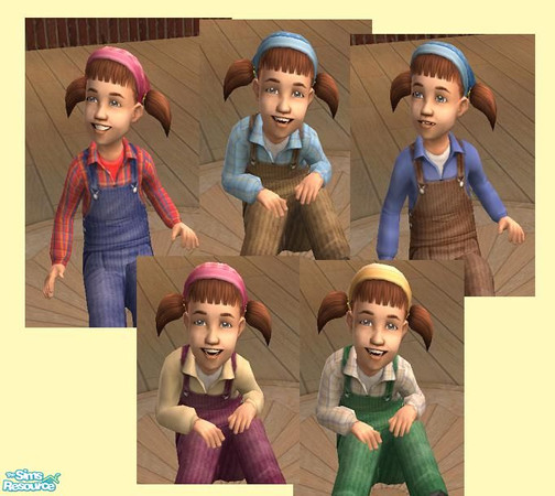 Sims 2 — Country Cutie Collection by groovysimmergal — I\'ve always thought that toddler boys\' base game overalls would