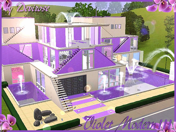 Sims 3 — -Violet Modern III- by Devirose — Modern house,in white and purple,3 floors.No doll.Enjoy^^