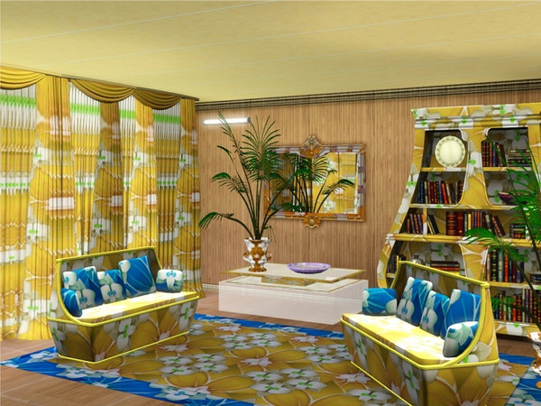 Sims 3 — marcorse_yellowtroppo by marcorse — A bright tropical pattern with 2 recolourable channels.