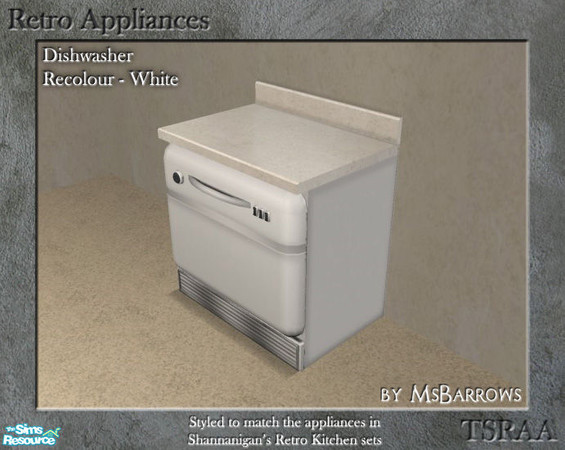 Sims 2 — Retro Appliances - Dishwasher Recolour White by MsBarrows — A white recolour of my Retro dishwasher.