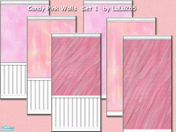 Sims 2 — Candy Pink Wall Set 1 by Lulu265 — A set of 6 yummy looking pink walls to brighten up your houses. Please use
