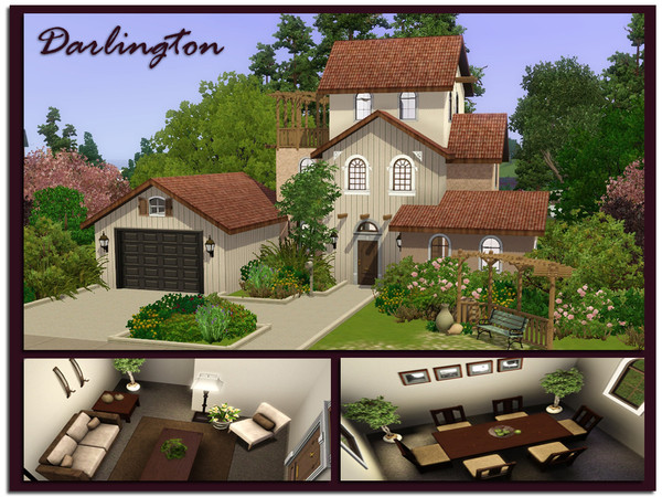 Sims 3 — Darlington by aloleng — 3 bedroom, 2 toilet and bath with 1 car garage home. Partly furnished. Built with World