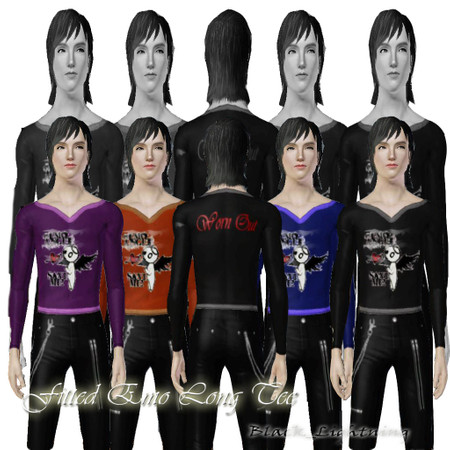 Sims 3 — Fitted Emo Long Tee by ierleon — A nice longtee with emo prints