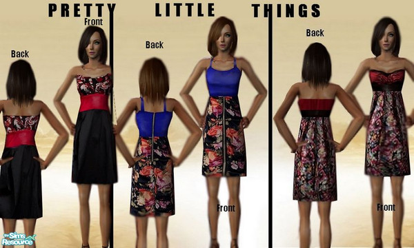 Sims 2 — \"Pretty Little Things\" Dress Set by LadyCupcake — It\'s summer floral patterns on cute everyday