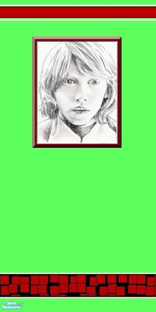 Sims 2 — Ron by StroupkovaZ — Green paiting with picture Ron