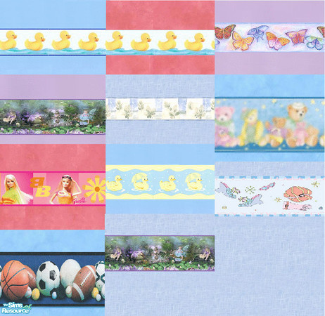 Sims 2 — Children's Wallpapers by gummypeaches — This is a set of 11 cute wallpapers for your sims children's rooms.