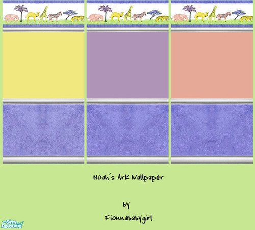 Sims 2 — Noahs Ark Wallpaper by fionnababygirl — No cost walls for the cash strapped sim. These cute animal border walls
