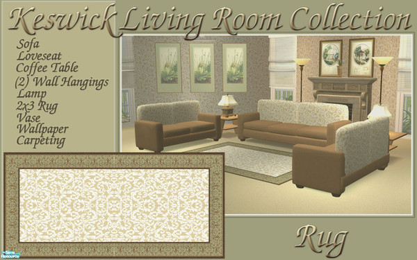 Sims 2 — Keswick Living Room Rug by lwilfong — This 2x3 rug is a recolor of the Maxis made Sung-Gyu rug. 