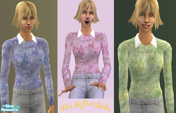 Sims 2 — The Softer Side Mohair Sweaters by okadoka — A set of soft knit mohair sweaters with crisp white blouses.