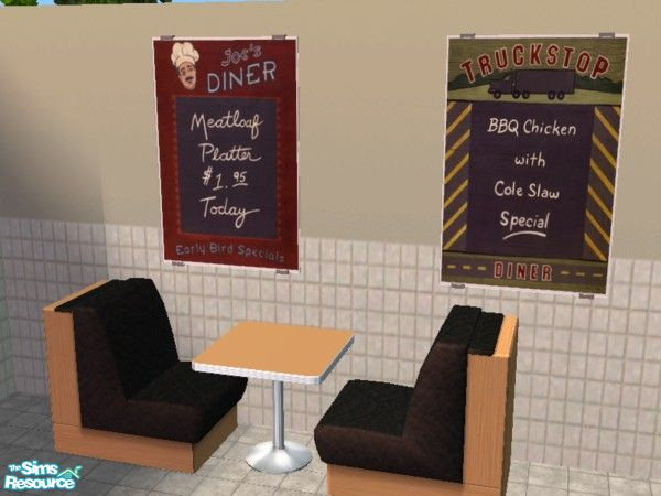 Sims 2 — Diner Posters by drewsoltesz — Signs ideal for your diner/truckstop...recolours of the Nightlife object,