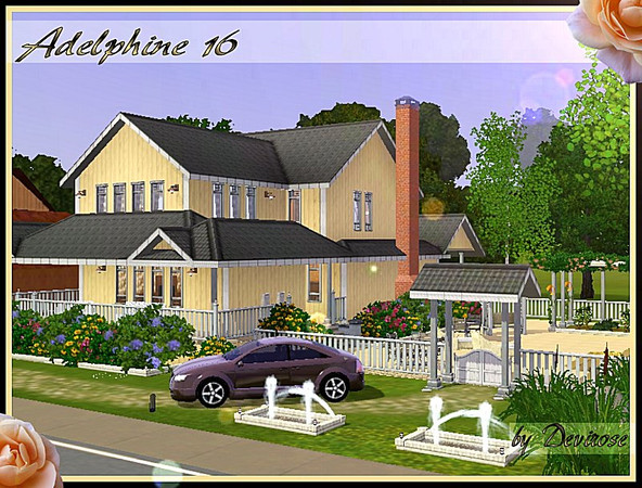 Sims 3 — Adelphine 16 (free version) by Devirose — Beauty house with 2 floors,garden,pool.No doll.^^