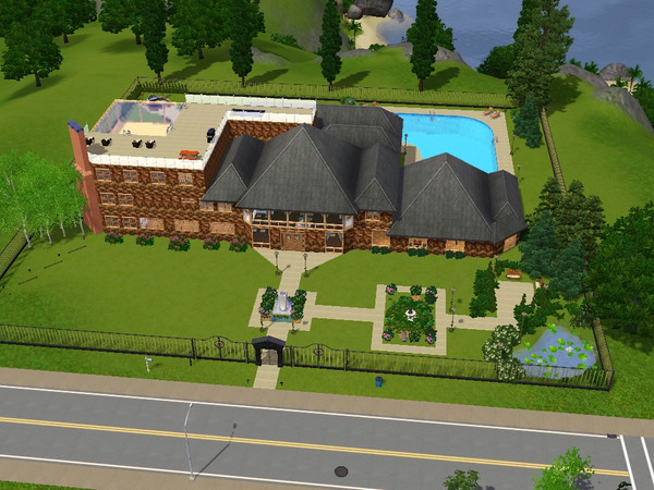 Sims 3 — huge willa by Edyta1991elk — 2 swimming pools, big kitchen, 8 bedrooms, 8 bathrooms, 1 toilette, living room, tv
