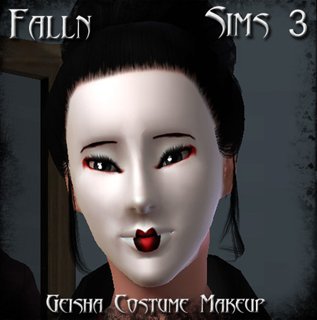 Sims 3 — Falln Geisha MakeUp by Falln — Beautiful costume make-up for your Geisha Sims! This make-up will work for: