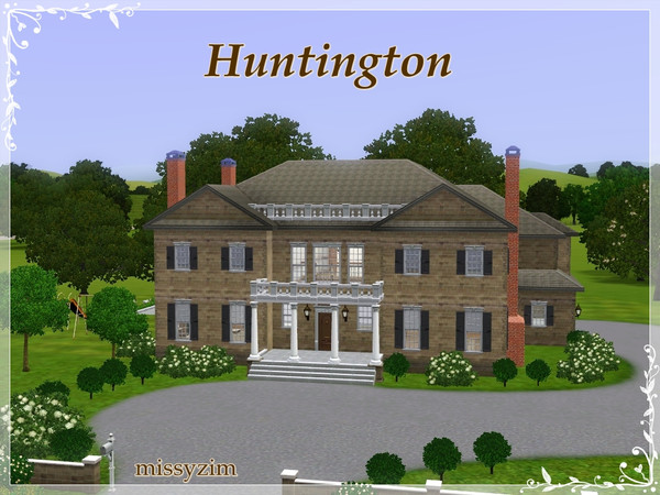 Sims 3 — Huntington by missyzim — A large family home. The first floor features a dining room, living room, an open