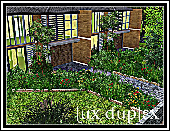 Sims 3 — Lux Duplex by Bugab00 — Structured for two families, this modern spread-out home is comfortable and sleek.