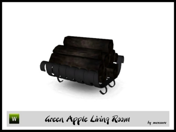 Sims 3 — Green Apple Living Room_Wood Rack by mensure — Green Apple Living Room_Wood Rack by mensure. Not recolorable.