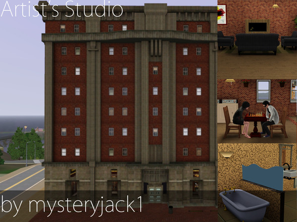Sims 3 — Artist's Studio by mysteryjack1 — This spacious studio can cater for up to two Sims, but it can potentially hold