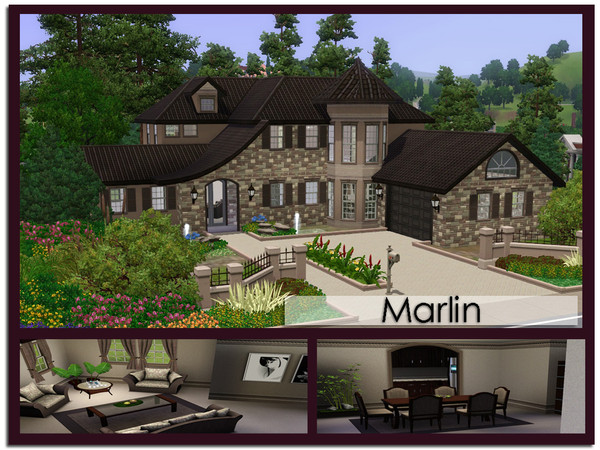 Sims 3 — Marlin by aloleng — 3 bedrooms, 2 toilet and bath with 1 car garage home. Built with WA, HELS, Ambitions and