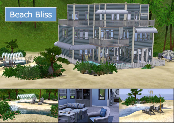 Sims 3 — Beach Bliss by Demented_Designs — Who says all beach houses have to be covered in Shaker Shingles?! This is a