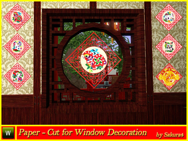 Sims 3 — S4_Paper-Cut_for_Window_Decoration by Sakura4 — Paper-Cut for Window Decoration by Sakura4