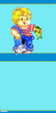 Sims 2 — all boy set - All Boy 1 by skinflin — little man walls blue and green.borders and blue walls.little master frog