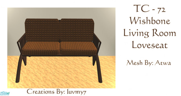 Sims 2 — TC72 Wishbone Living Room Set -  Loveseat by luvmy7 — A Living Room Set I recolored using Atwa\'s wonderful