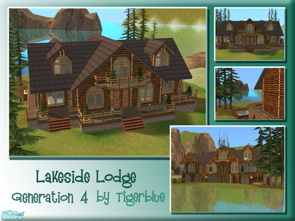 Sims 2 — Lakeside Lodge  by Tigerblue — *REQUIRES BV ONLY* A large lakeside lodge; the fourth generation of this lakeside